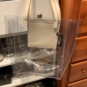 KARA Transparent PVC Pinch Tote Plastic Clear Bag